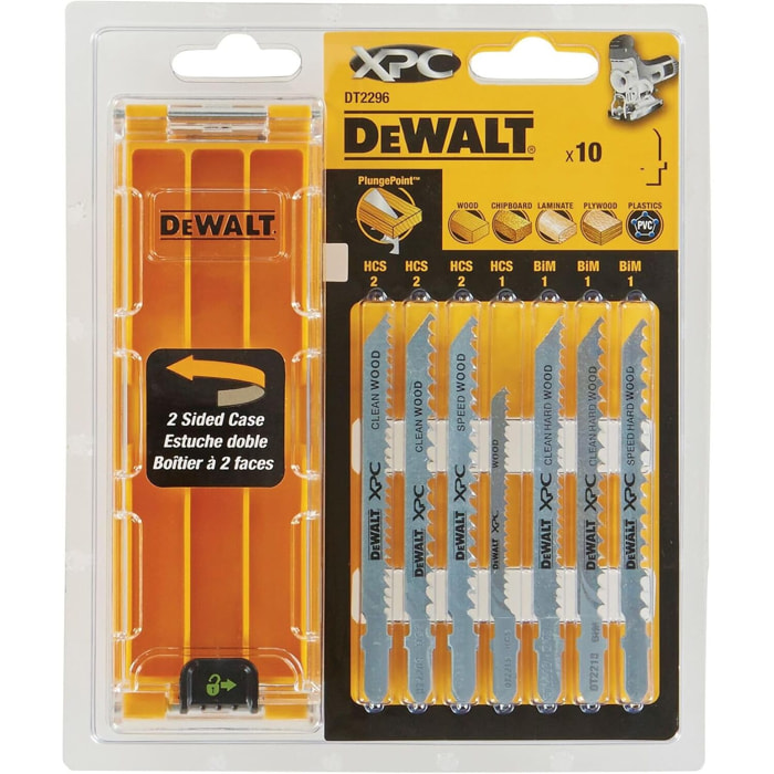 Coffret plastique de 10 lames XPC HCS BiM pour le bois - DEWALT - DT2296-QZ