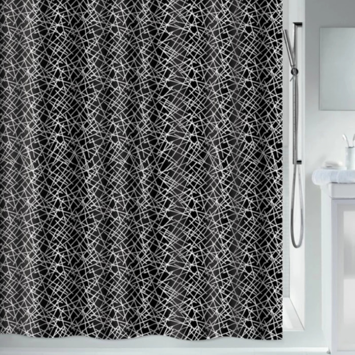 Rideau de douche Polyester LINES 120x200cm Noir & Blanc Spirella