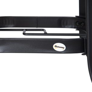 Outsunny Mesa de Cristal de Jardín con Agujero para Sombrilla Acero Ø106,5x71cm