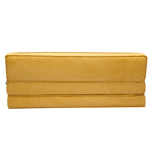 Chauffeuse 2 places convertible en tissu effet velours jaune moutarde KATY