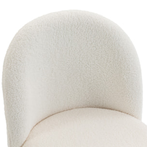 Chaise de bureau design bouclette crème métal blanc