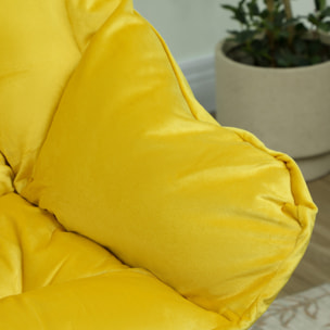 Sillón de Salón con Reposapiés Sillón de Relax Butaca para Dormitorio con Bolsillos Laterales y Patas de Acero para Sala de Estar Amarillo