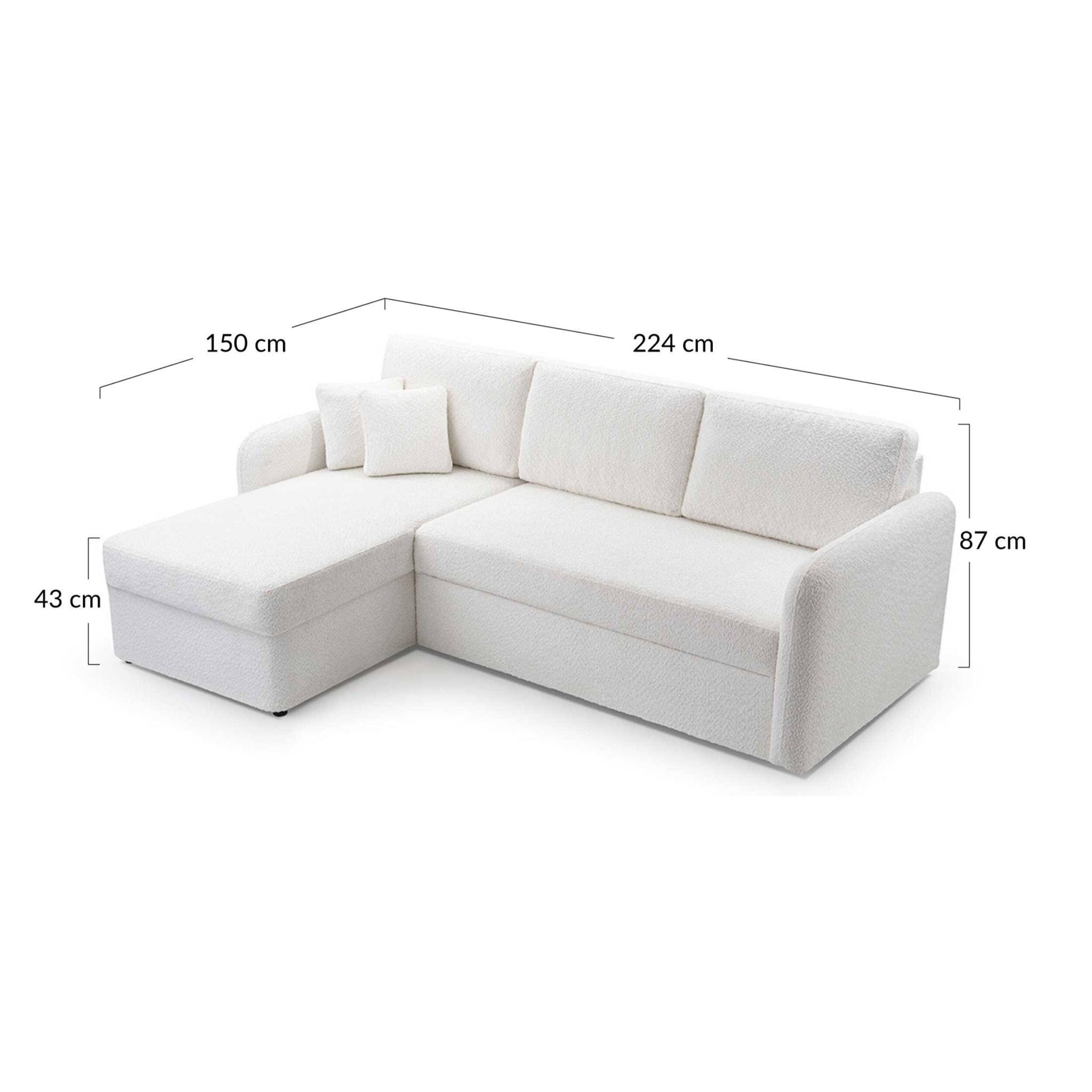 Pocatello - canapé d'angle réversible 4 places - convertible avec coffre - en tissu bouclette - Gris foncé