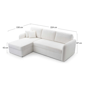 Pocatello - canapé d'angle réversible 4 places - convertible avec coffre - en tissu bouclette - Gris foncé