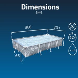 Bestway Piscine hors sol tubulaire rectangulaire Bestway Steel Pro 366 x 201 x 66 cm décor graphique
