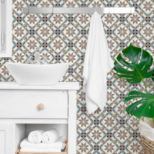 Stickers muraux - Sticker Mural Carrelage adhésif Cuisine Salle de Bain - 30 STICKERS CARREAUX DE CIMENT AUTHENTIQUES LORIS