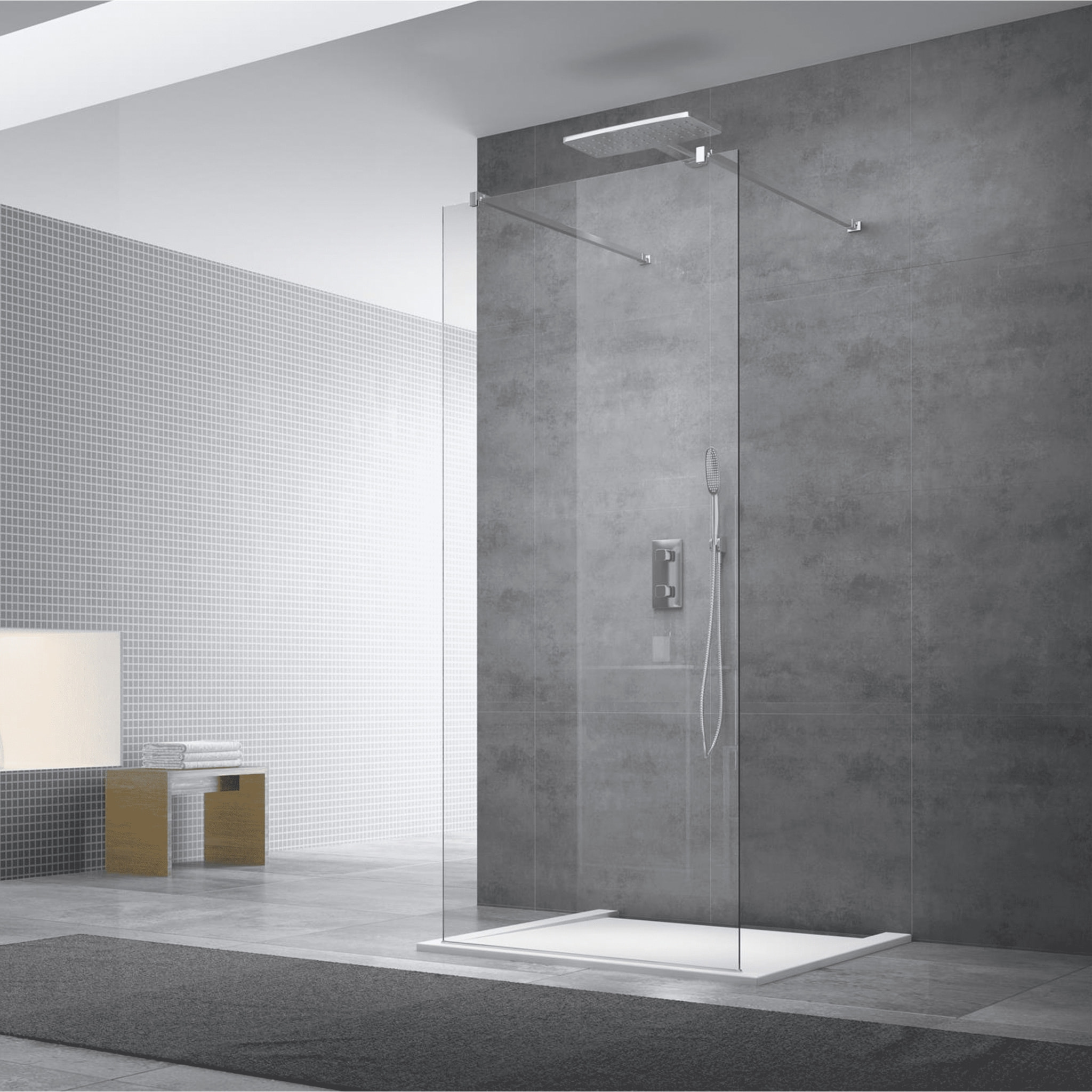 Paroi de douche à l'italienne 137x200 cm Walk-in, verre transparent (SIKOWI140)