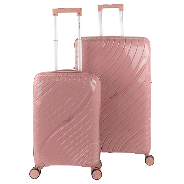 Juego De Maletas Rígidas Pp Itaca Danubio Rosa