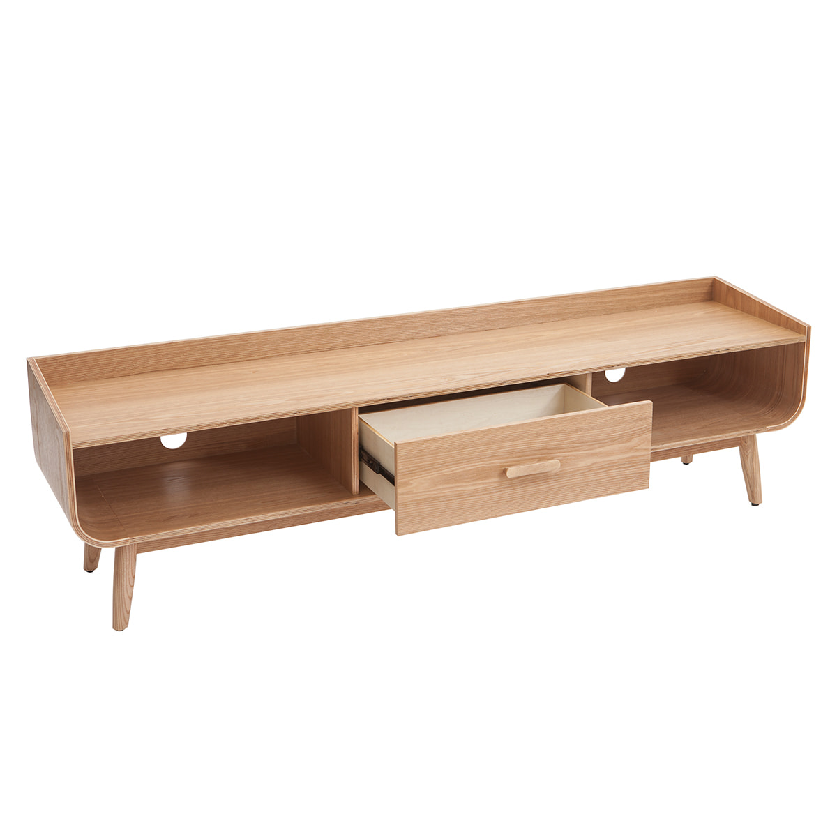 Meuble TV scandinave en bois clair L180 cm HALLEN