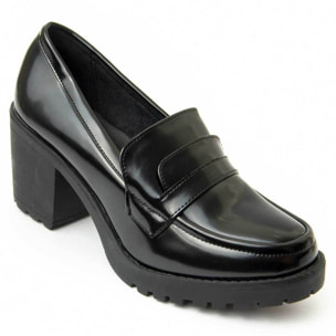 Mocasines De Tacón - Negro - Altura: 7 Cm