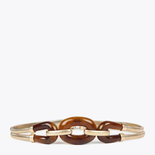 Cintura elasticizzata in metallo con elementi effetto tartarugato