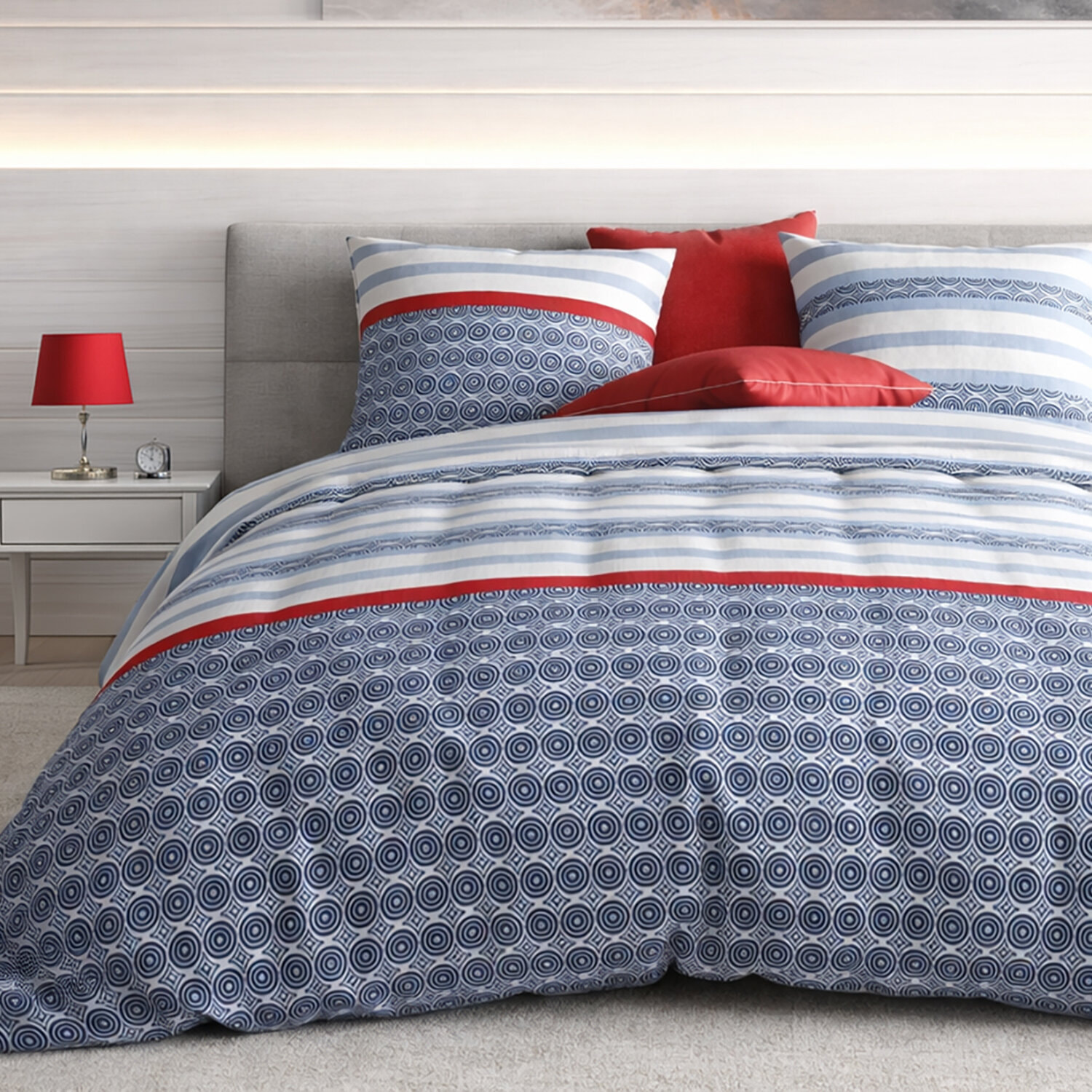 Parure housse de couette 3pcs 100% coton 57fils santorini