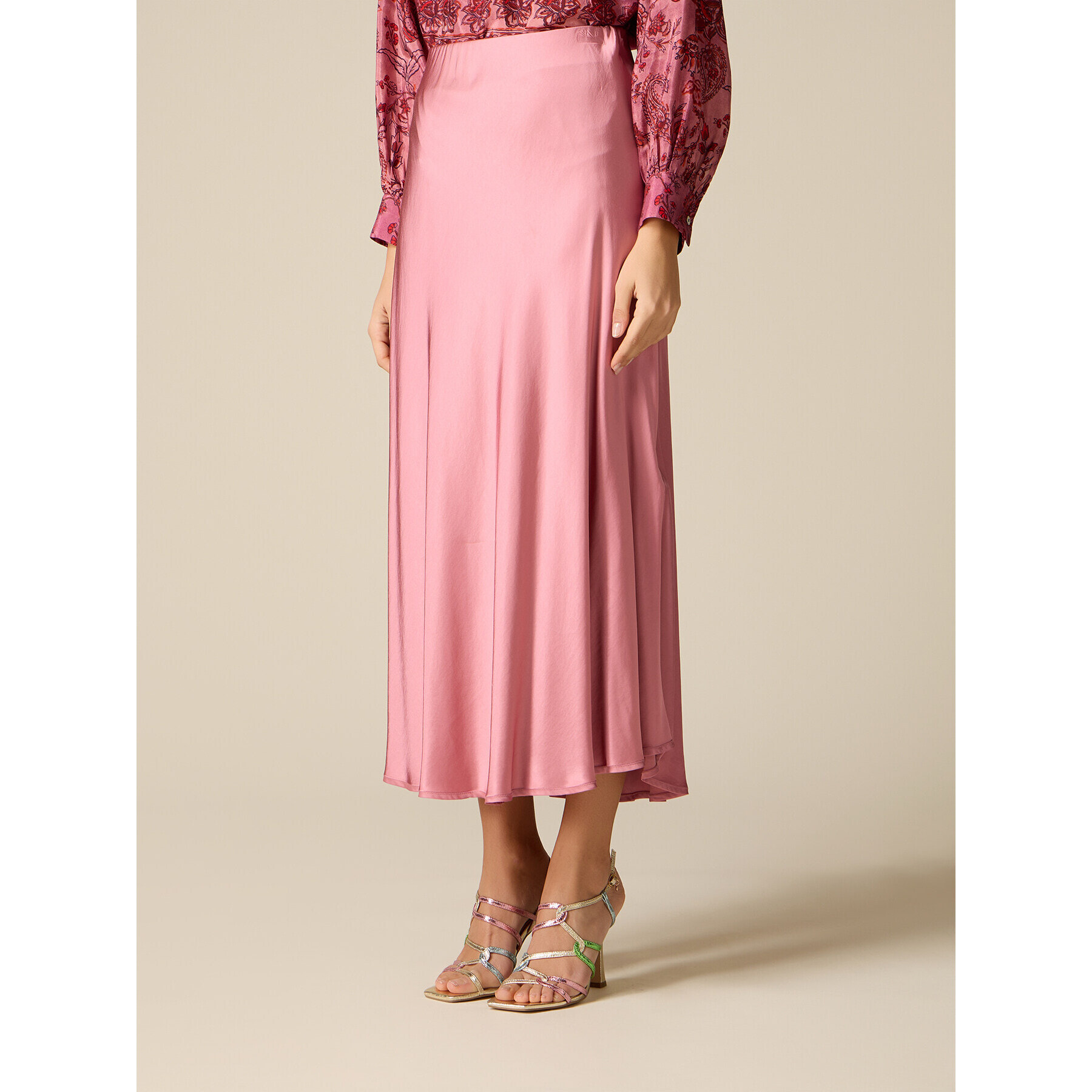 Oltre - Gonna in raso di viscosa - Rosa