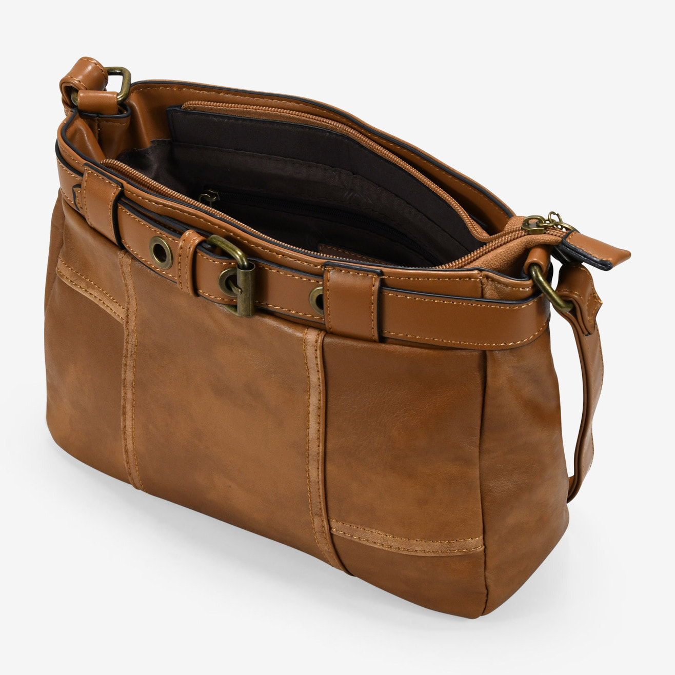 Bolso bandolera cuero vintage con cinturón