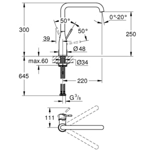 GROHE Mitigeur monocommande Evier Essence finition Supersteel (acier inox brossé)