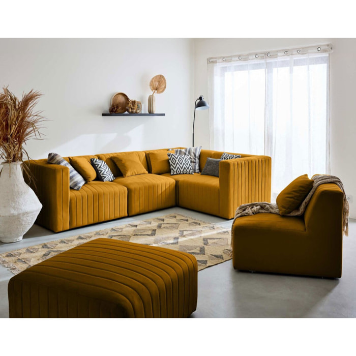 Nova - module d'assise gauche - en velours - Jaune
