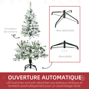 Sapin de Noël artificiel aspect enneigé Ø 70 x 120H cm 200 branches épines imitation Nordmann grand réalisme