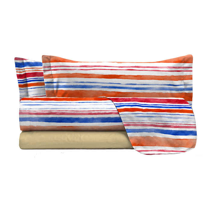 COMPLETO LETTO FANTASY, 100% Microfibra - STRISCE