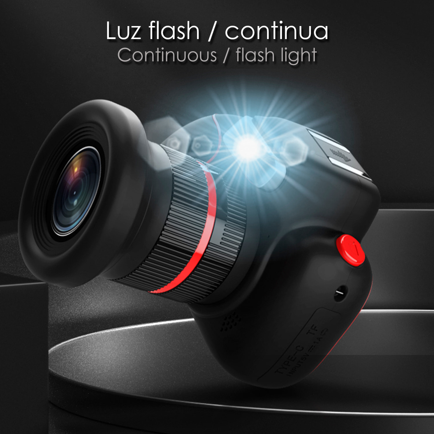 DAM Cámara digital D6PRO de fotos 48mpx y video 4K, para niños. Pantalla de 2,4. Zoom manual giratorio. Flash, cámara secundaria. 10,5x8x10,5 Cm. Color: Negro