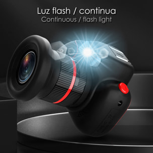 DAM Cámara digital D6PRO de fotos 48mpx y video 4K, para niños. Pantalla de 2,4. Zoom manual giratorio. Flash, cámara secundaria. 10,5x8x10,5 Cm. Color: Negro