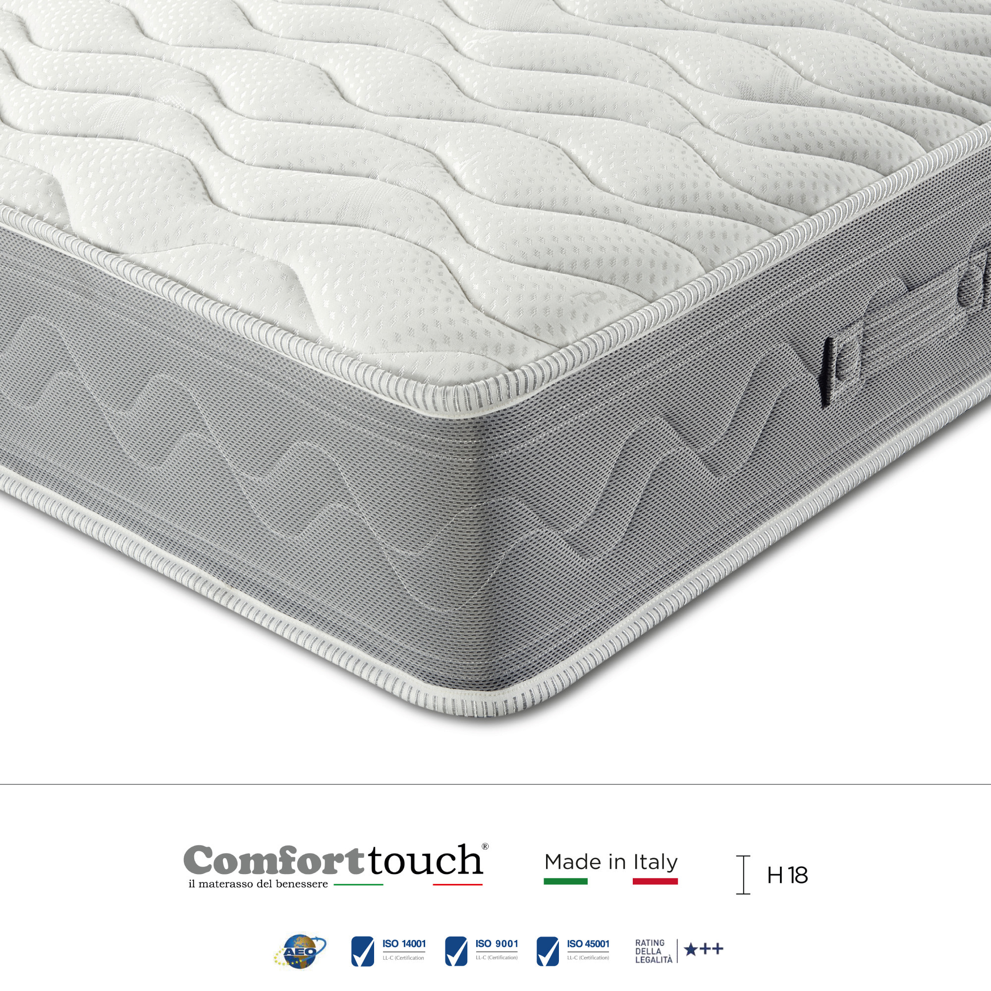 "Young" H18 cm 120x190 guanciale Memory OMAGGIO 1cm memory foam