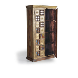 Armario de Madera de Acacia 100 Cm Estilo Artesanal Étnico
