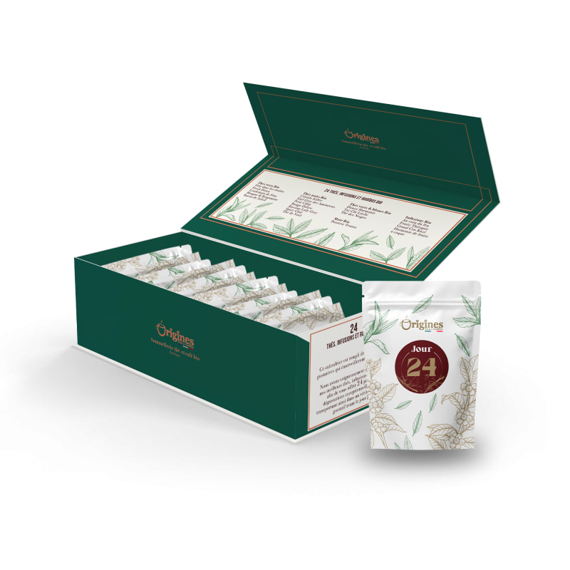 Calendrier Familial de l'Avent Thé/Infusion Bio - 240 Tasses/10 tasses par Jour