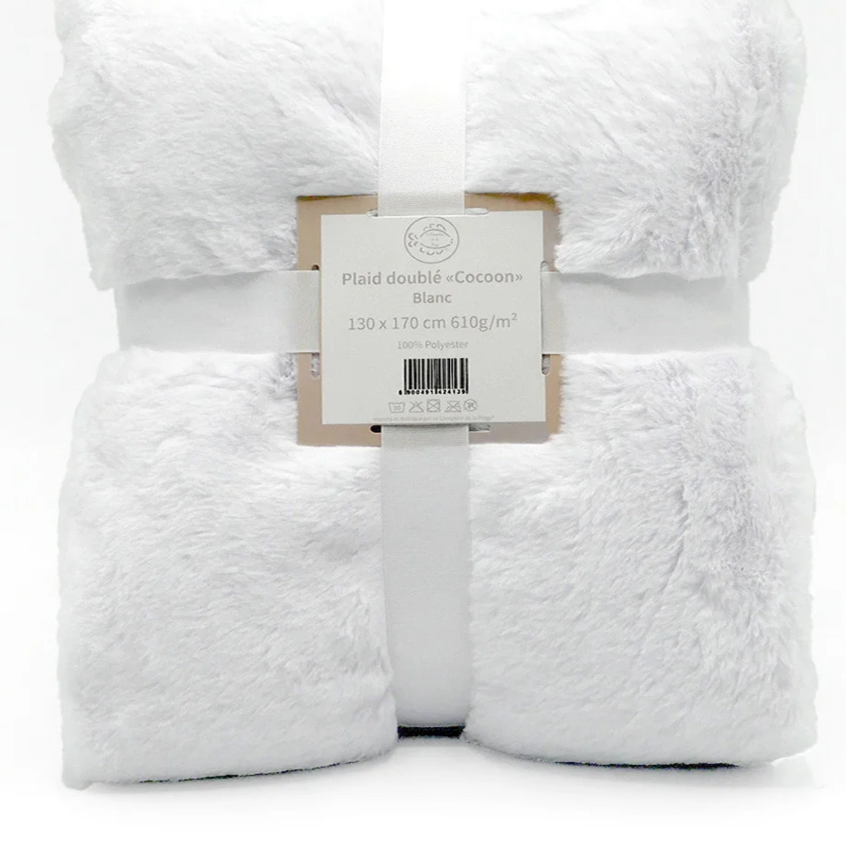 Plaid imitation "Lapin" - Cocoon Blanc - 610g/m²