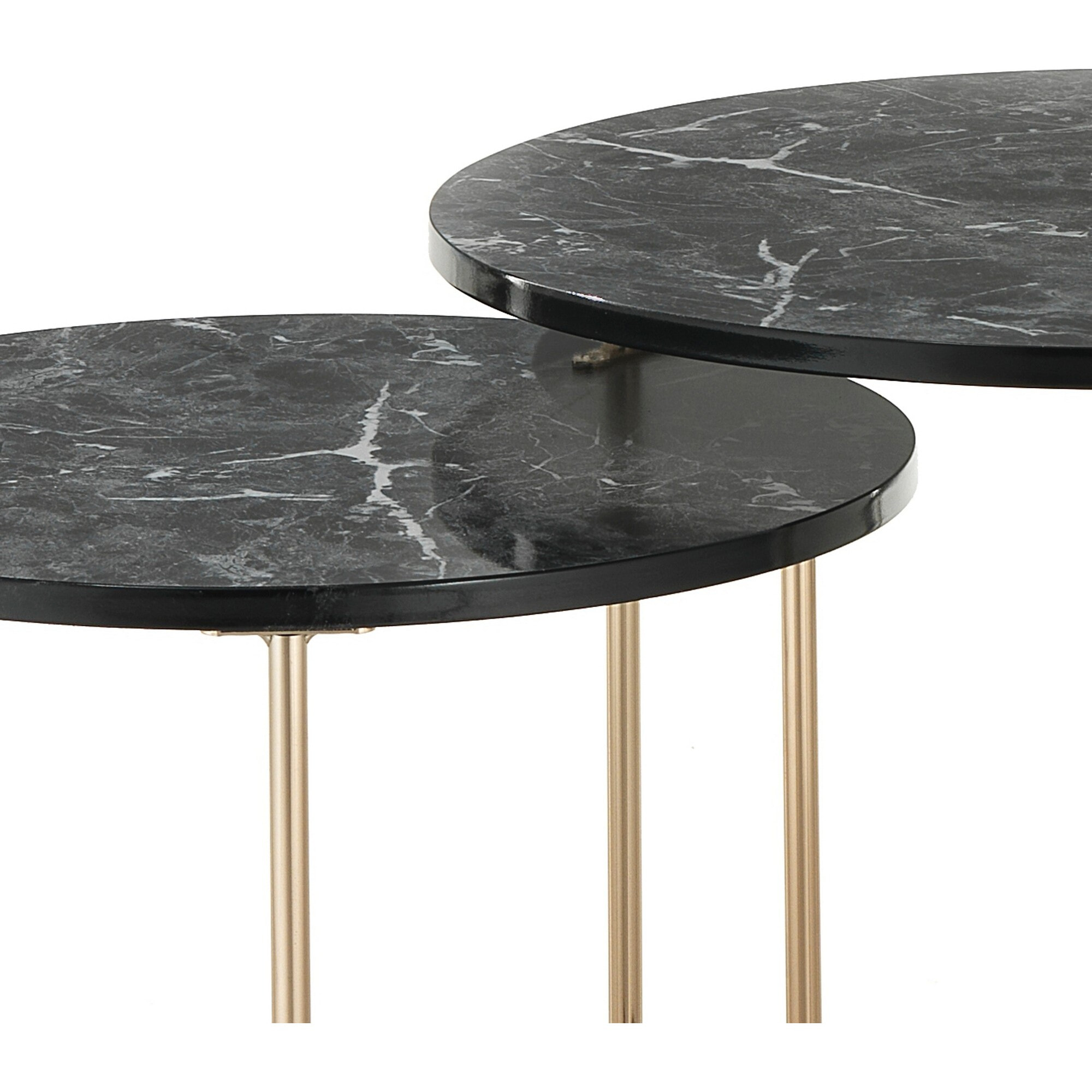 Tomasucci Lot de 2 tables basses THIN-R BLACK MARBLE / GOLD