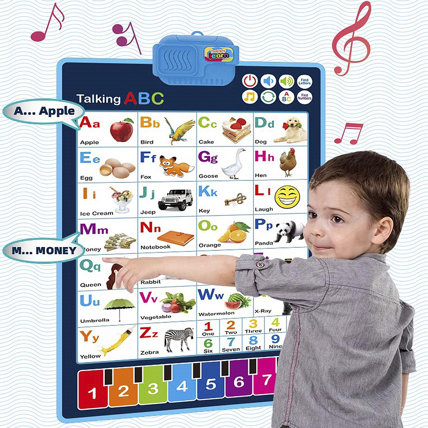 Alfabeto elettronico interattivo per imparare l'inglese, parlare di ABC e poster musicali. Giocattolo educativo per bambini piccoli. Divertimento per bambini all'asilo, all'asilo.