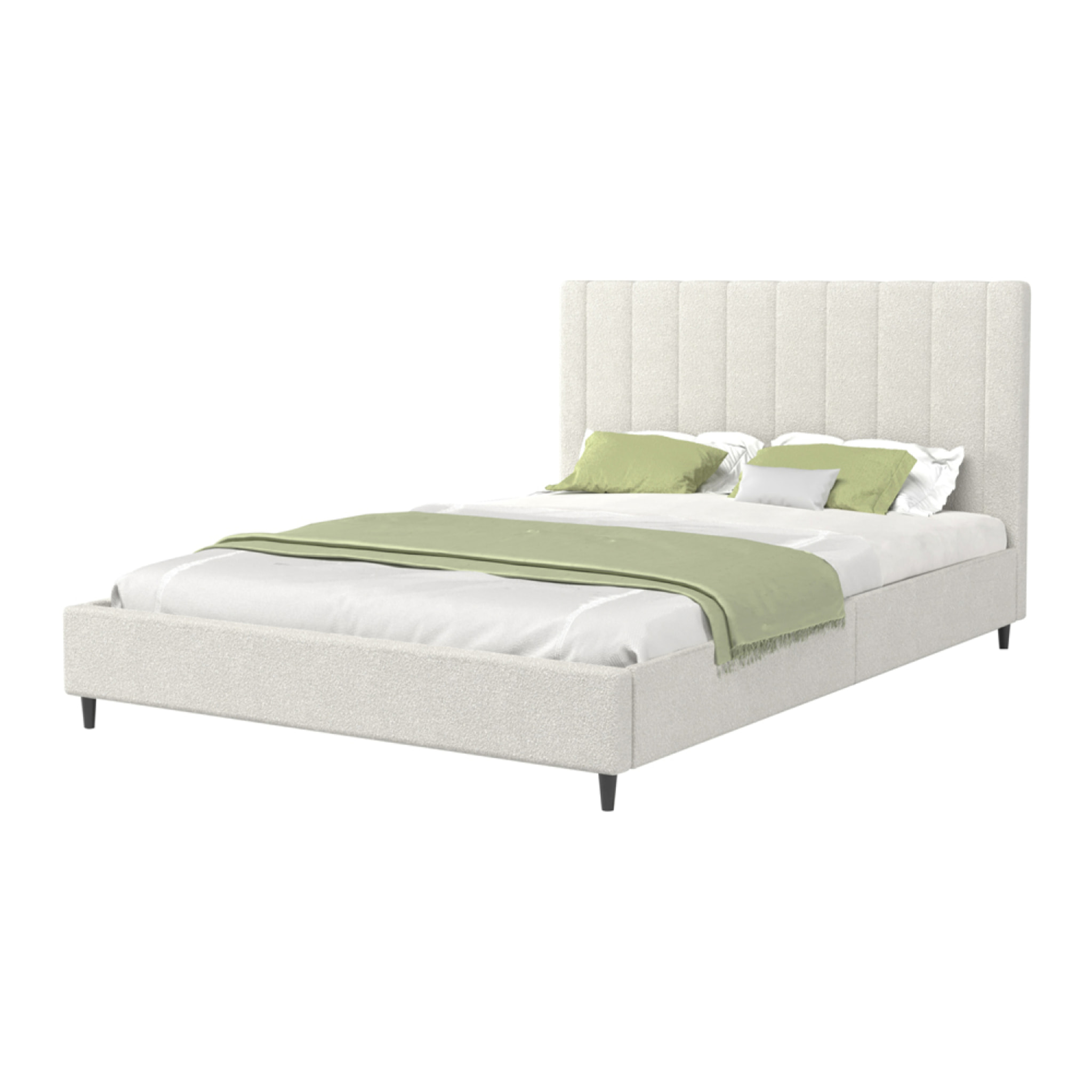 DAKOTA Lit en tissu bouclettes beige 140x190