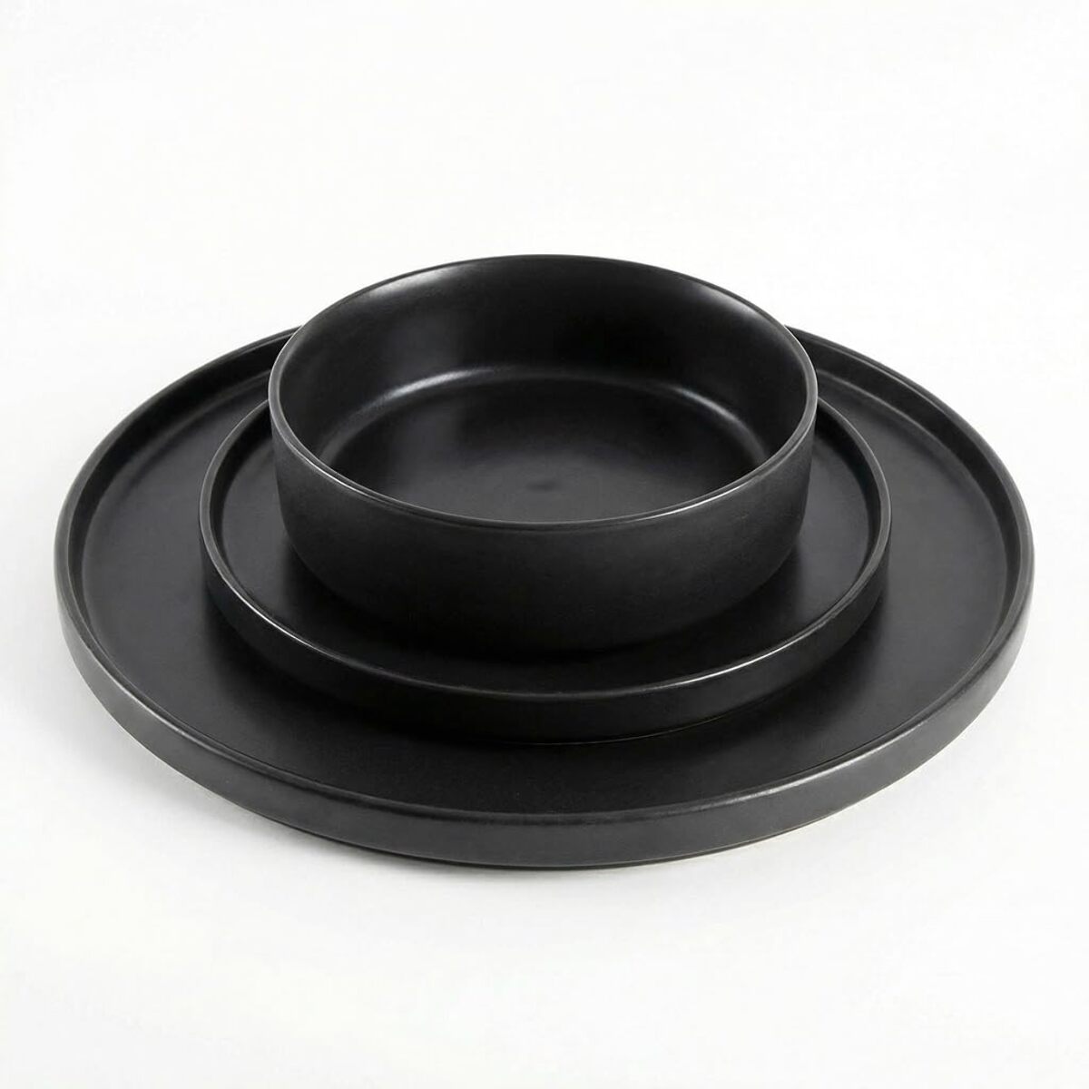 Set 18 Piatti in Ceramica, lavabile in lavastoviglie e adatto a microonde, Intrecci