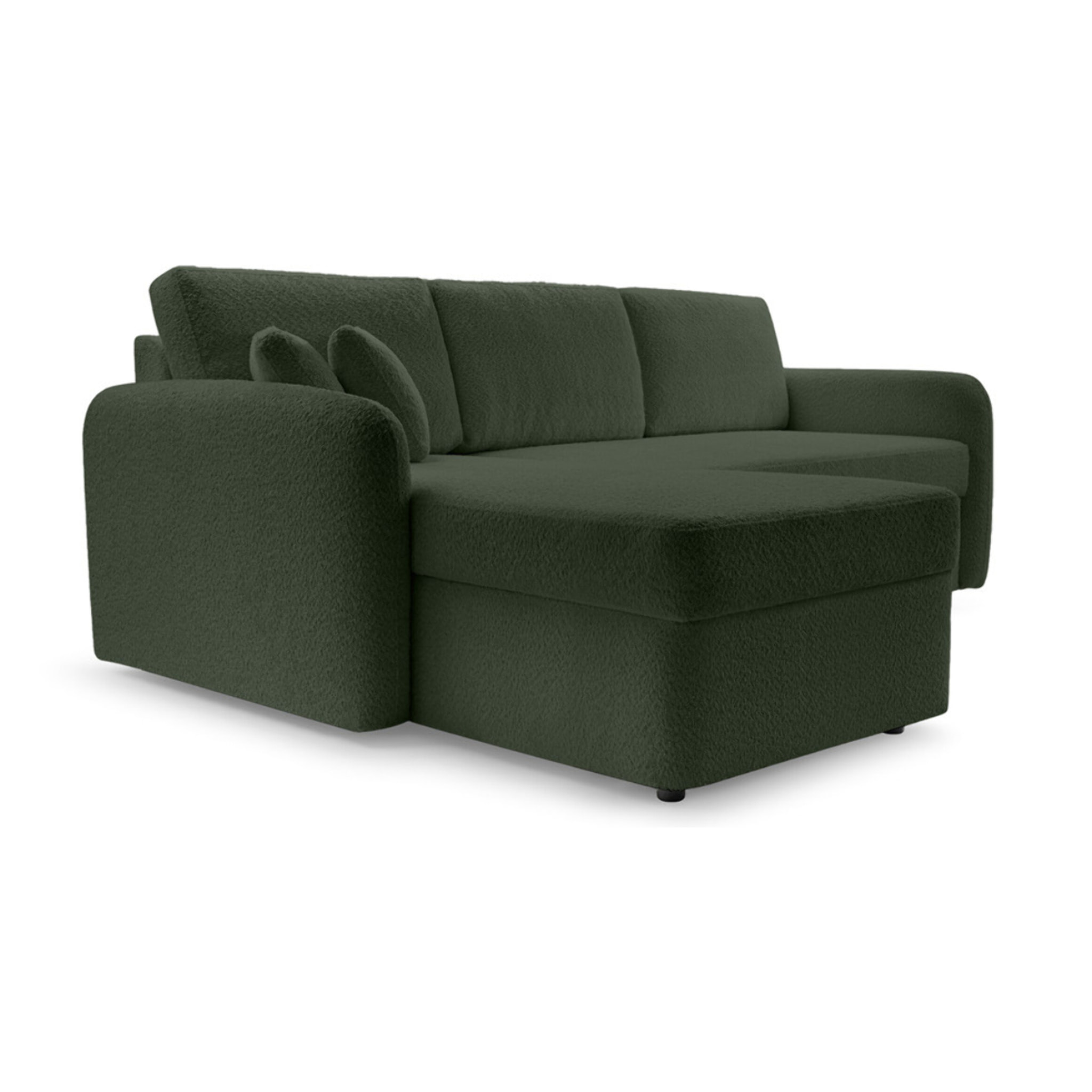 Pocatello - canapé d'angle réversible 4 places - convertible avec coffre - en tissu bouclette - Vert