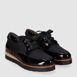 Zapatos de Piel - Negro - Tacón: Bajo
