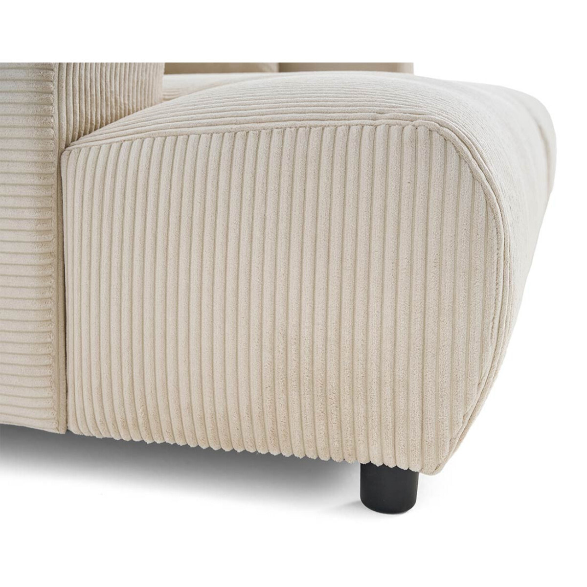 Garance - canapé droit 4 places double méridienne - assise profonde - en velours côtelé - Beige