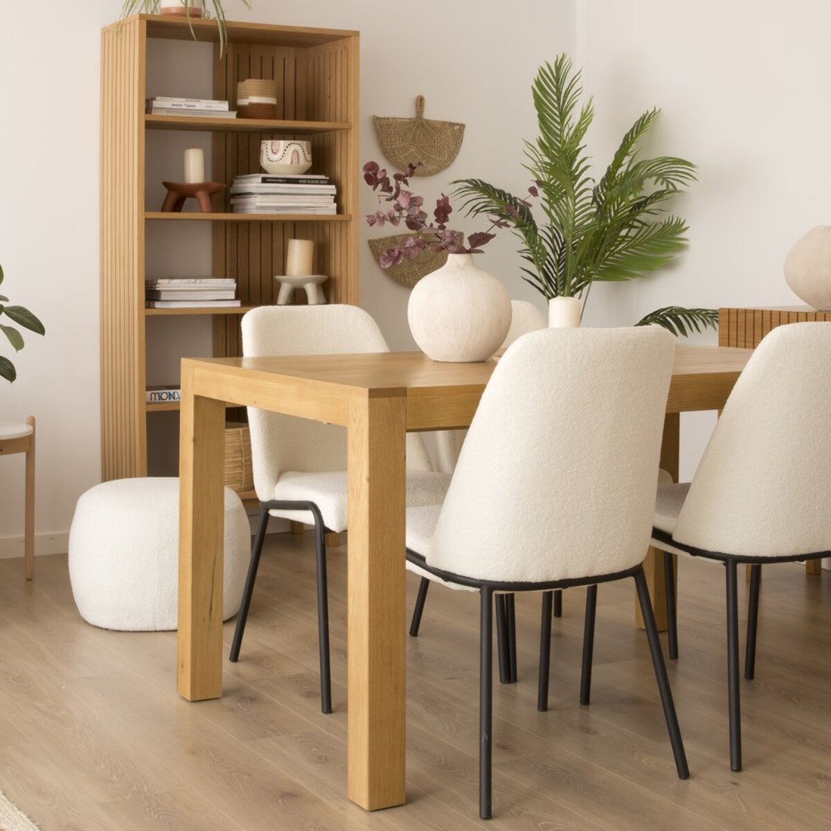 Table à manger extensible Gael -tableau en tôle naturelle de chêne-couleur chêne naturel 140 x 78 x 90 cm