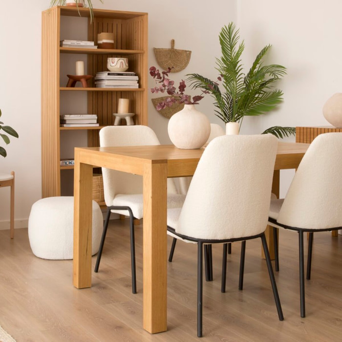 Table à manger extensible Gael -tableau en tôle naturelle de chêne-couleur chêne naturel 140 x 78 x 90 cm