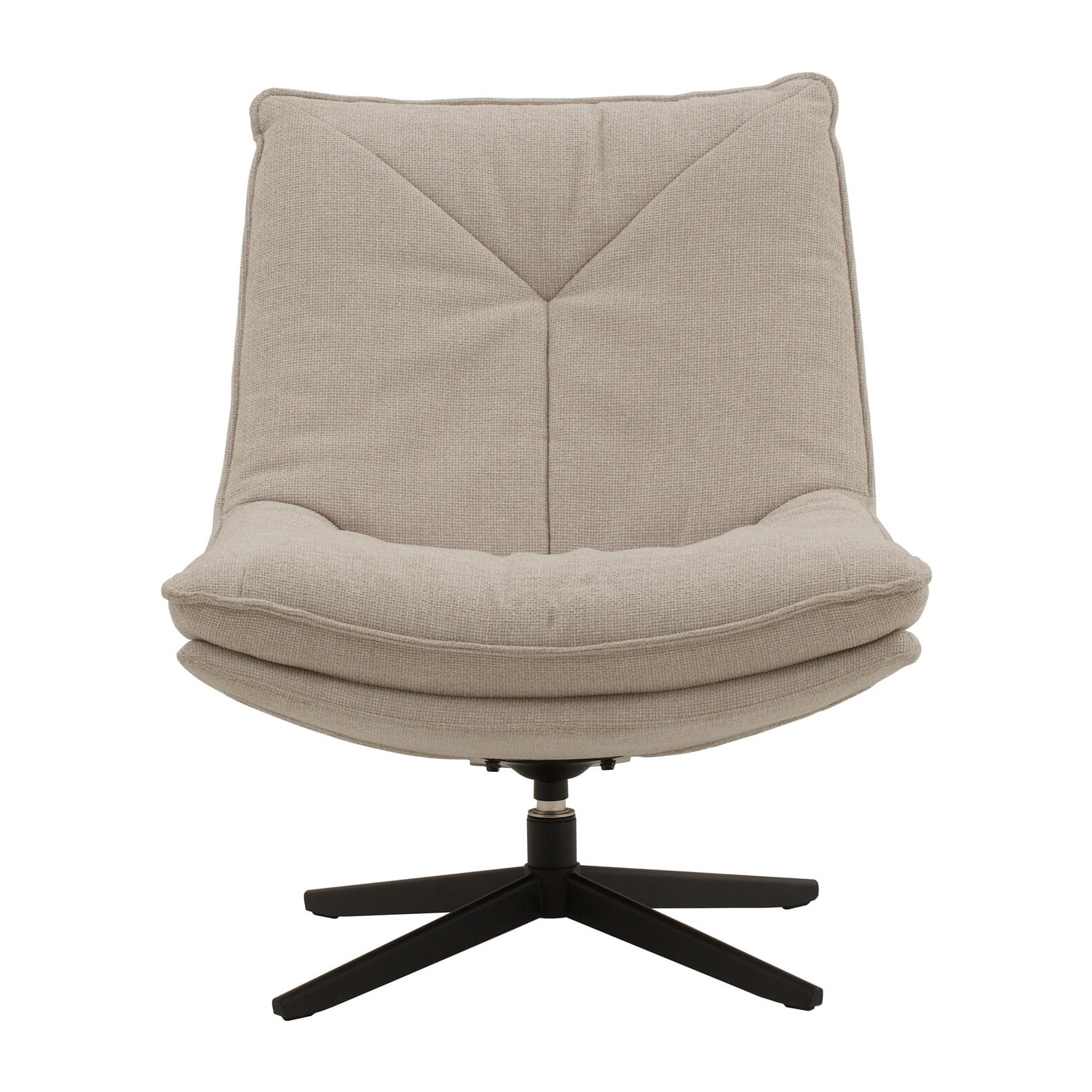 Poltrona girevole BRIKELL in tessuto beige e base in metallo nero