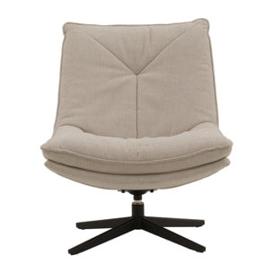 Poltrona girevole BRIKELL in tessuto beige e base in metallo nero