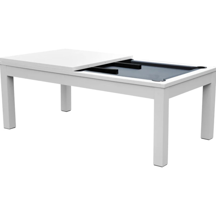 Table de billard convertible blanche tapis gris - Eddie