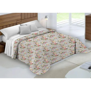 Quilt Trapuntino Piumino Estivo 100gr/mq Microfibra Disegno Roselline Grigio D17