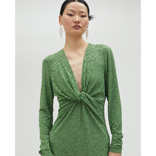 Vestito lungo con scollo drappeggiato