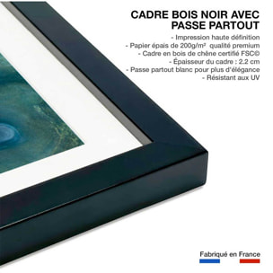 Poster bleu constellation Affiche + cadre en bois - Noir