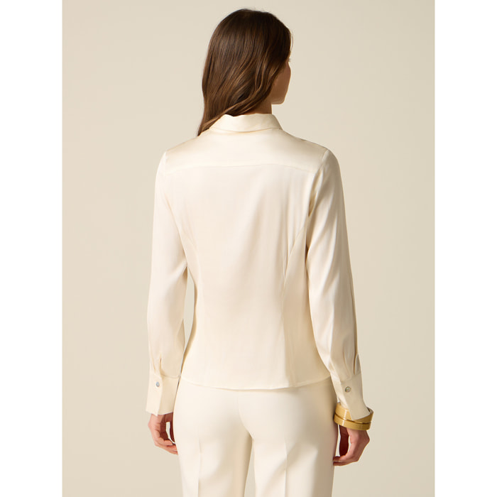 Oltre - Camicia in raso di viscosa - Bianco