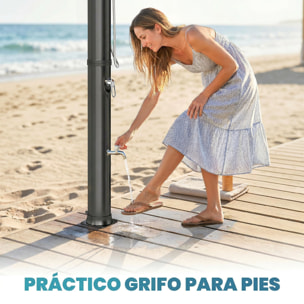 Ducha Solar de Jardín 40L Ducha Solar Exterior con Cabezal Rociador de Mano Grifo de Pies Agua Fría y Caliente Máx. 60 °C Conexión Manguera para Piscina Camping Patio 19,5x19,5x218,5 cm Negro