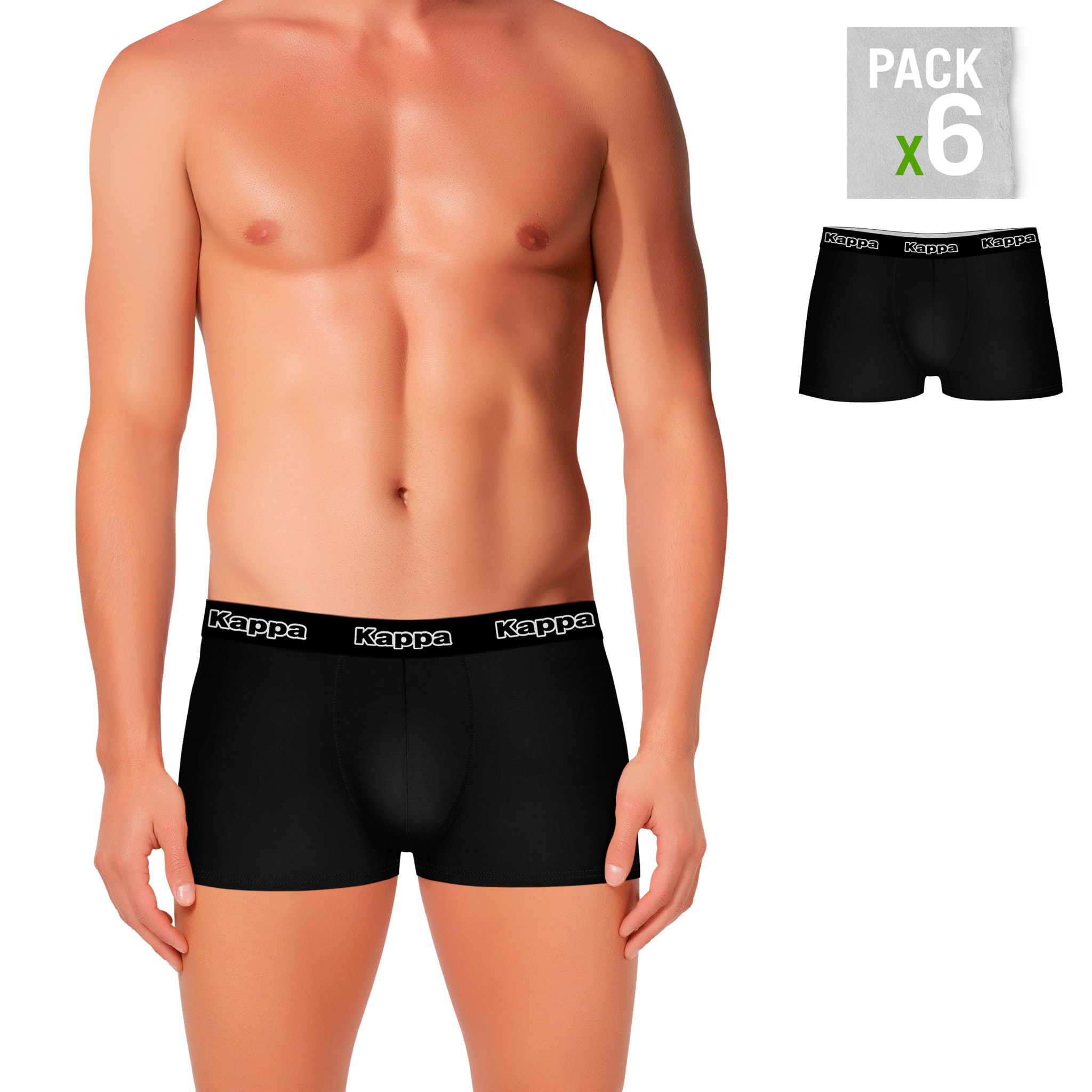 Pack 6 calzoncillos Kappa en color negro para hombre