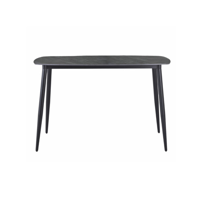 Table haute 140 x 70 cm en céramique gris anthracite marbré - TREIVE