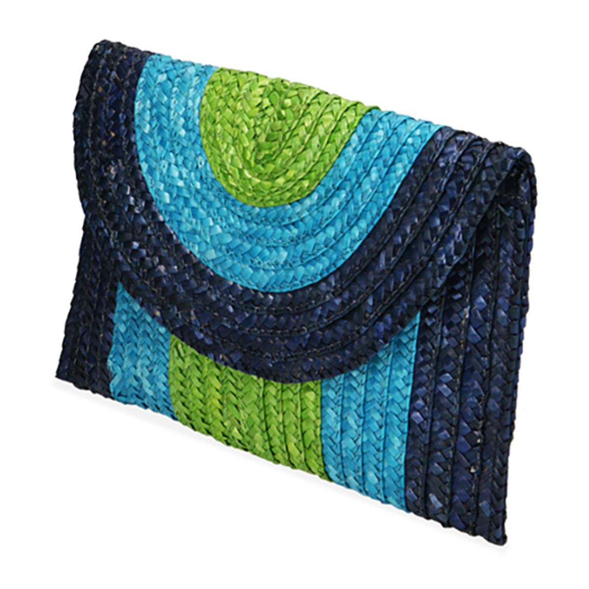 Bolso de mano de paja azul