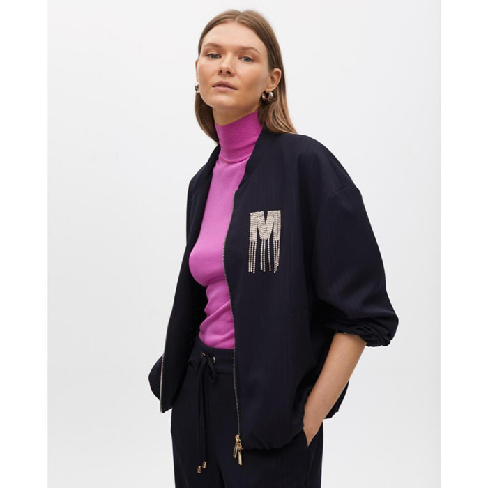 Bomber a righe con dettaglio gioiello