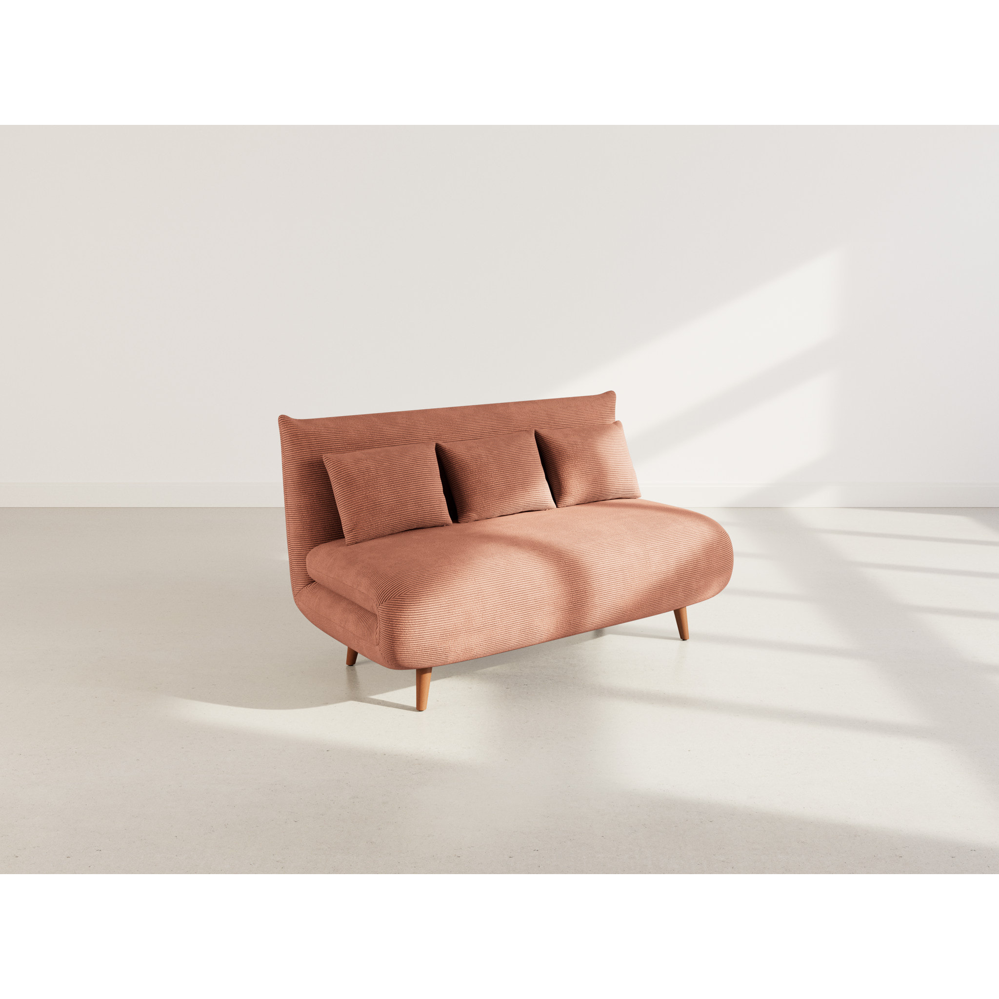 Lumi - Banquette convertible clic-clac 2 places en velours côtelé - Terracotta